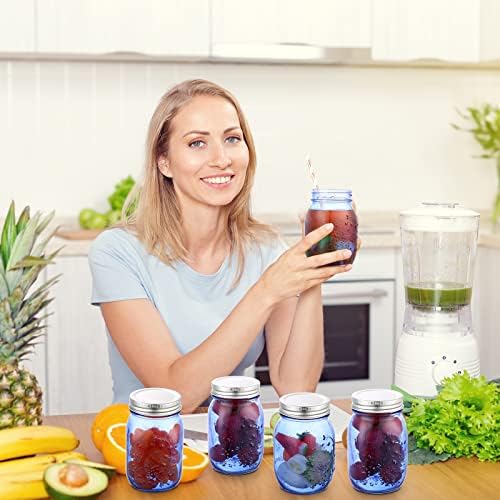 12-Piece Mason Jars Set 16 Oz with lids Dark Blue