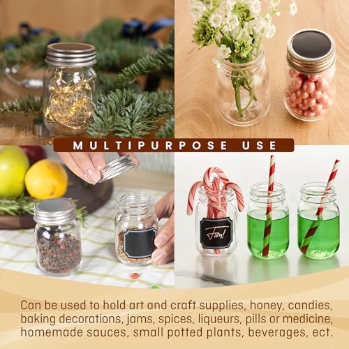 25 Oz Small Mason Jars with Lids and Chalkboard Labels 12 Pack
