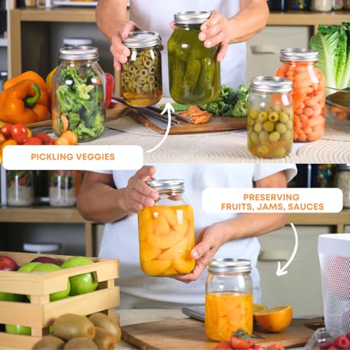 FastRack Glass Mason Jars 32 oz - Pack of 2