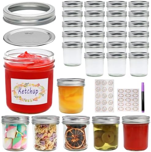 Stylish 6 Oz Mason Jars Set for Kitchen Bathroom Storage