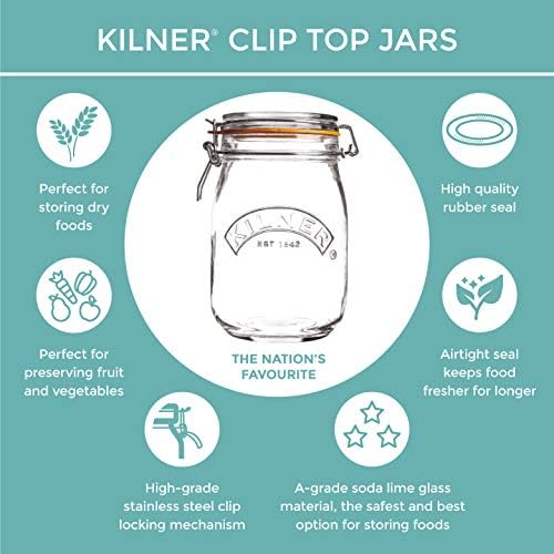 Kilner 1L Glass Preserver Space-Saving Jarnon-reactive food container