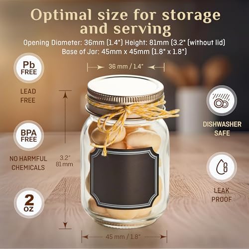 25 Oz Small Mason Jars with Lids and Chalkboard Labels 12 Pack