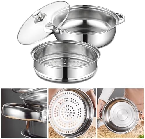 Steamer Pot 28cm Dual-Tier with Glass Lid