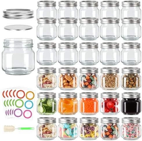 AuroTrends Mason Jars 8oz 30Pcs with Silver Lids