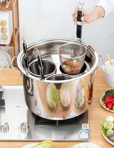 BINGWANG 3-Hole Stainless Steel Pasta Cooker Insert Set with Strainer