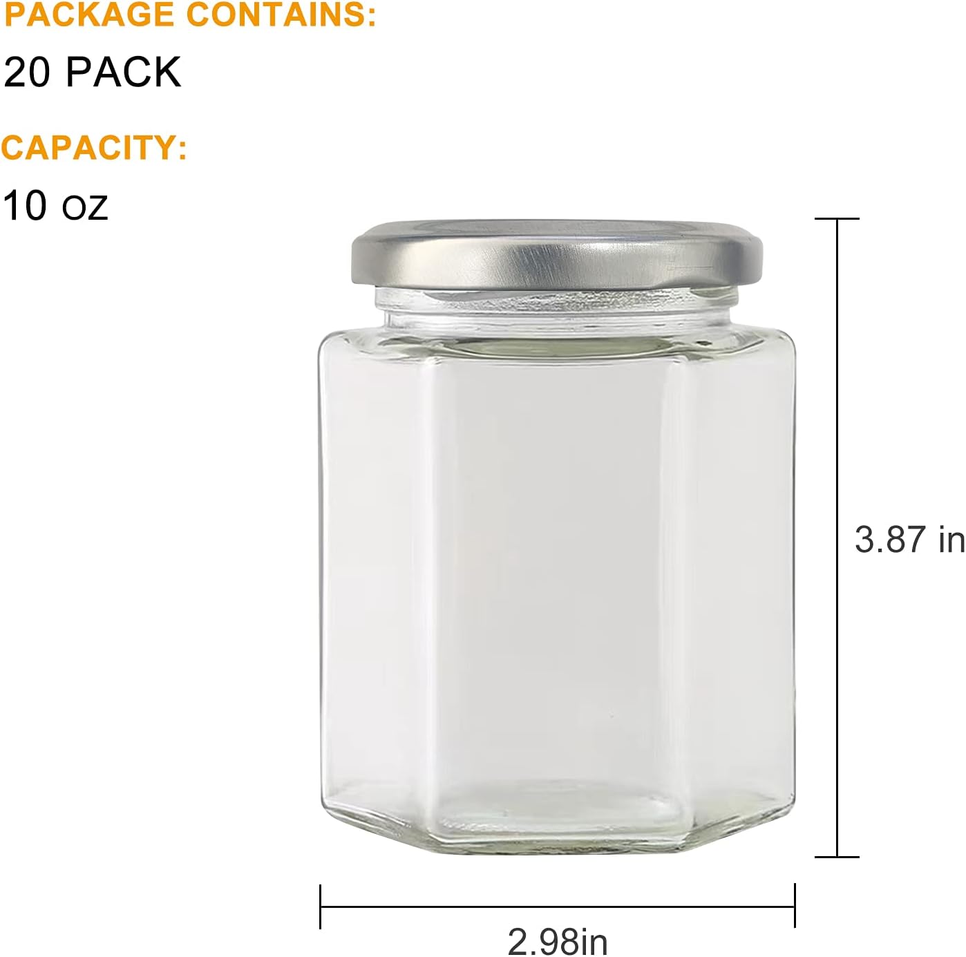 20 Pcs 10 oz Glass Jars with Silver Lids for Gifts