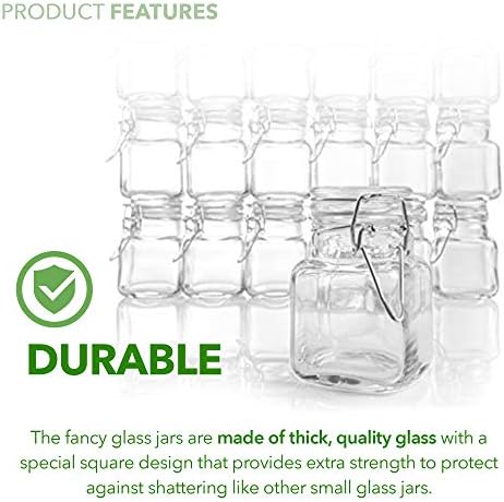 Small Square Glass Jars with Airtight Round Lids 12 Pack