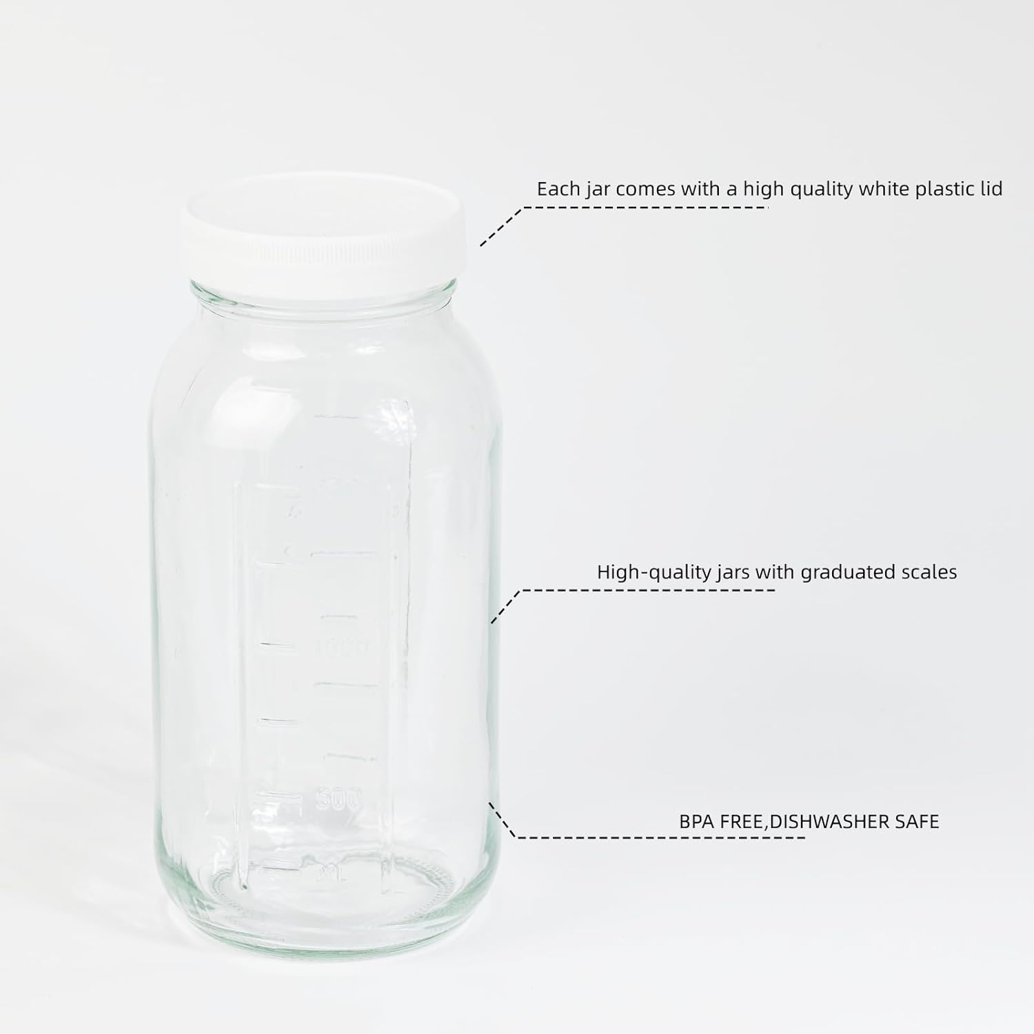 3 Pack 64 oz Clear Wide Mouth Mason Jars with Airtight Lids