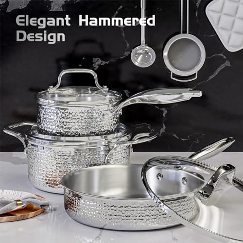 Aufranc 6-Piece Stainless Steel Pots Set with Glass Lid