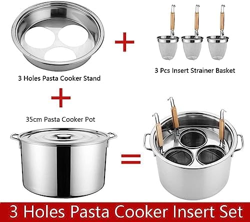 Stainless Steel Pasta Pot Set with Strainer Basket for Home and Kitchen