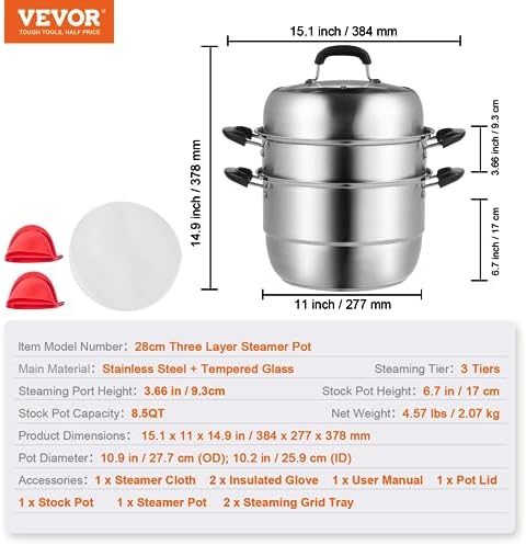 VEVOR 3-Tier Steamer Pot