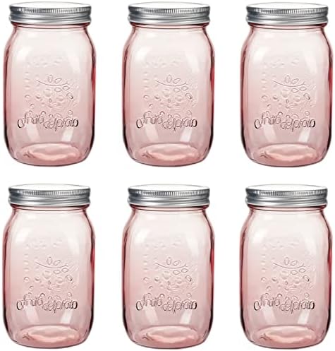 Amzcku Rose-Pink Mason Jars 6-Pack