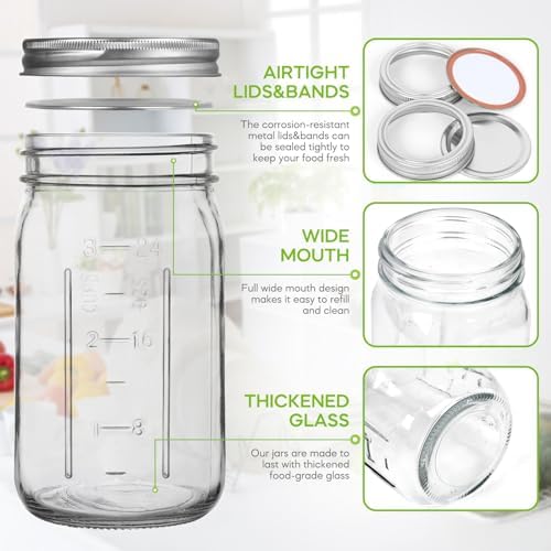 Alotpower4-Pack Wide-Mouth Mason Jars