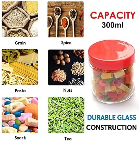 Round Red Glass Jars with Plastic Lids