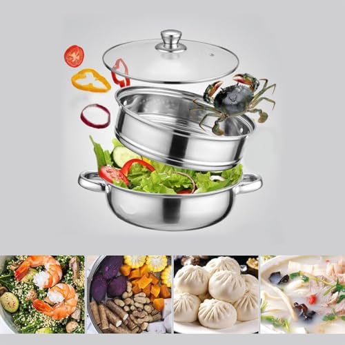 Steamer Pot 28cm Dual-Tier with Glass Lid