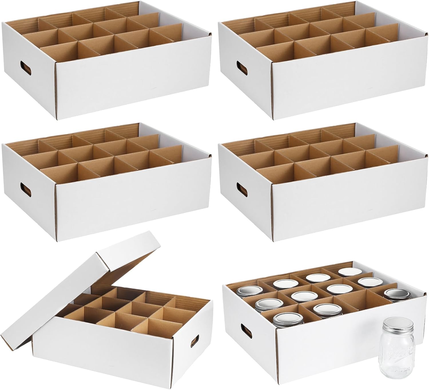 Menkxi 6-Piece Mason Jar Storage Box with Handles