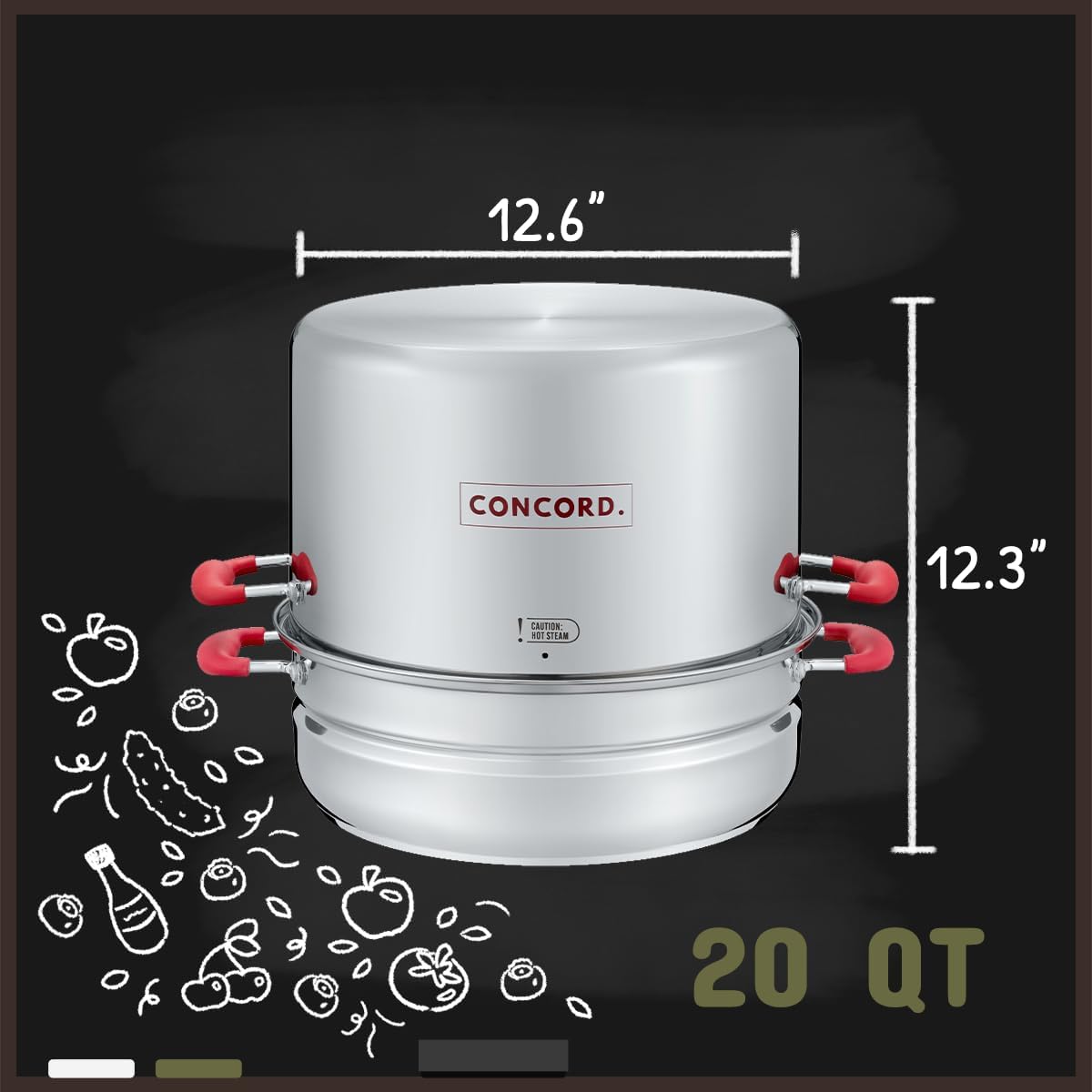 Perfect 20 Quart Stainless Steel Turbo Canner Steamer Set for Home Use