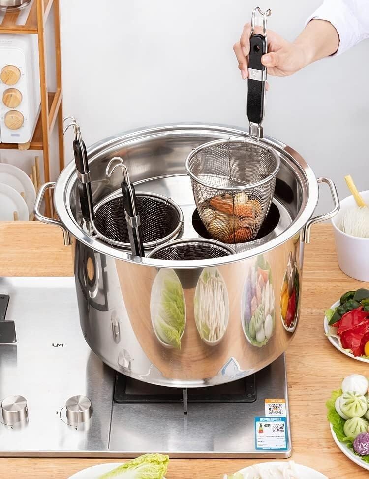 Stainless Steel Pasta Pot Set with Strainer Basket for Home and Kitchen