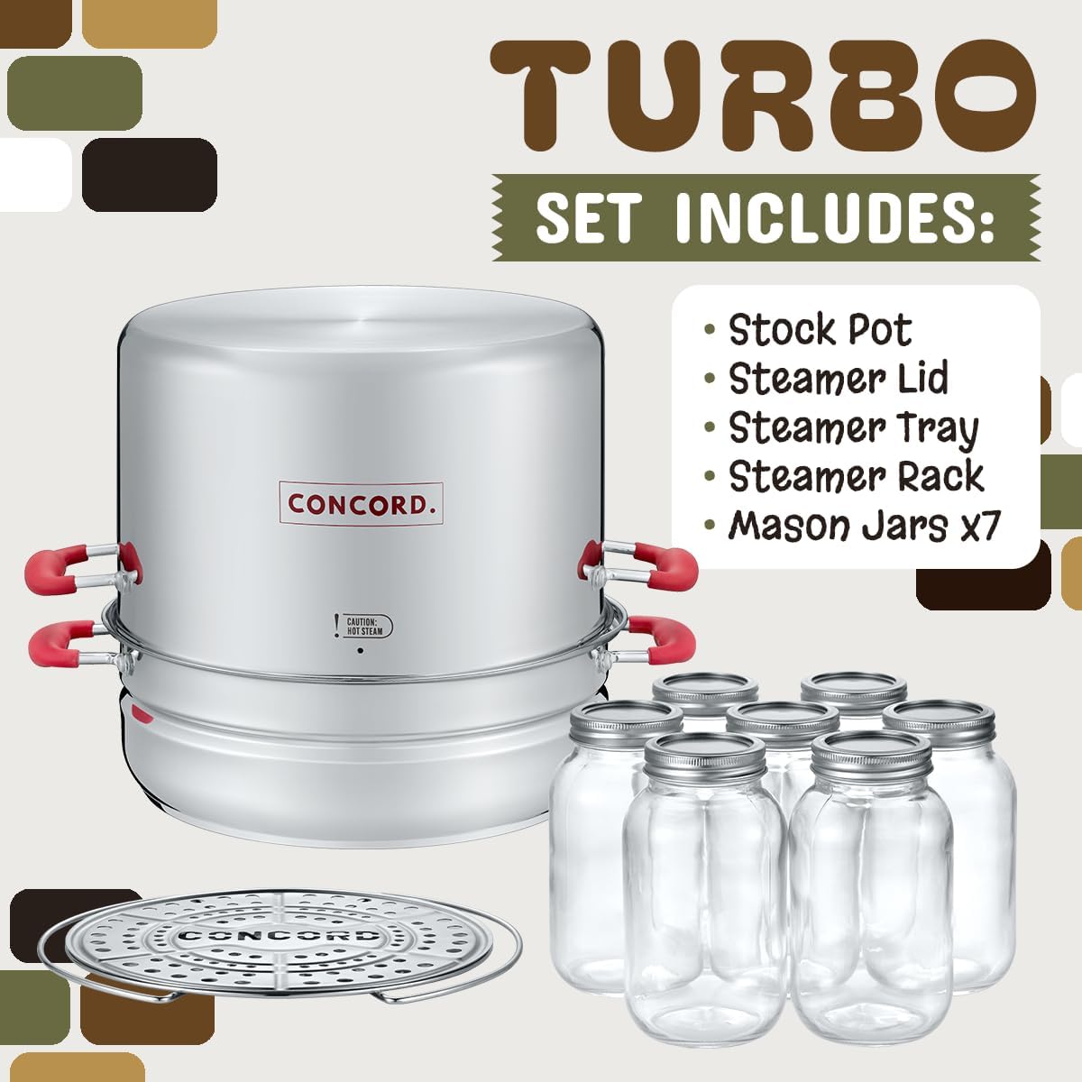 Perfect 20 Quart Stainless Steel Turbo Canner Steamer Set for Home Use