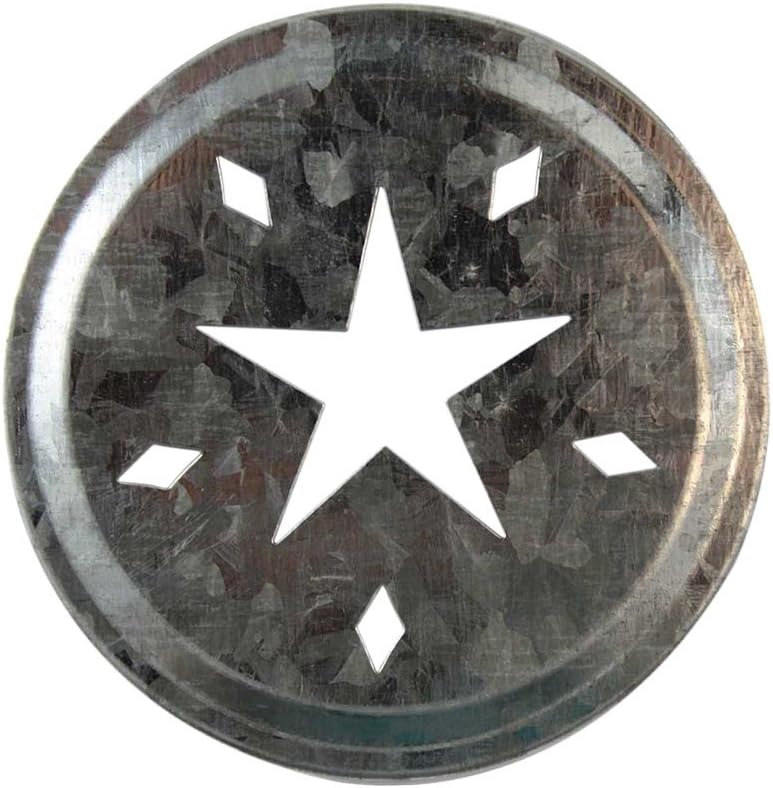 Star Cutout Galvanized Metal Lid Inserts for Mason Jars 10 Pack