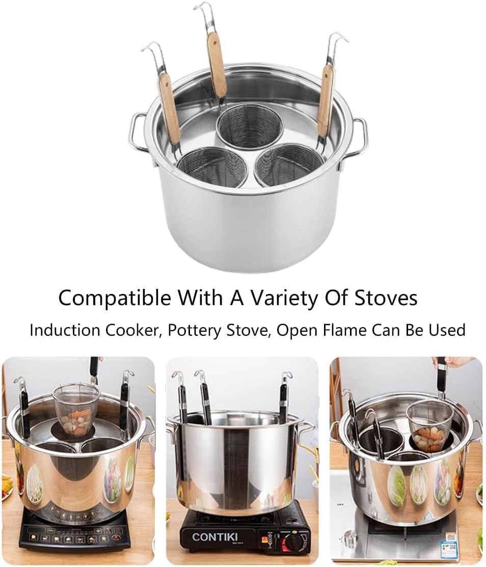 Stainless Steel Pasta Pot Set with Strainer Basket for Home and Kitchen