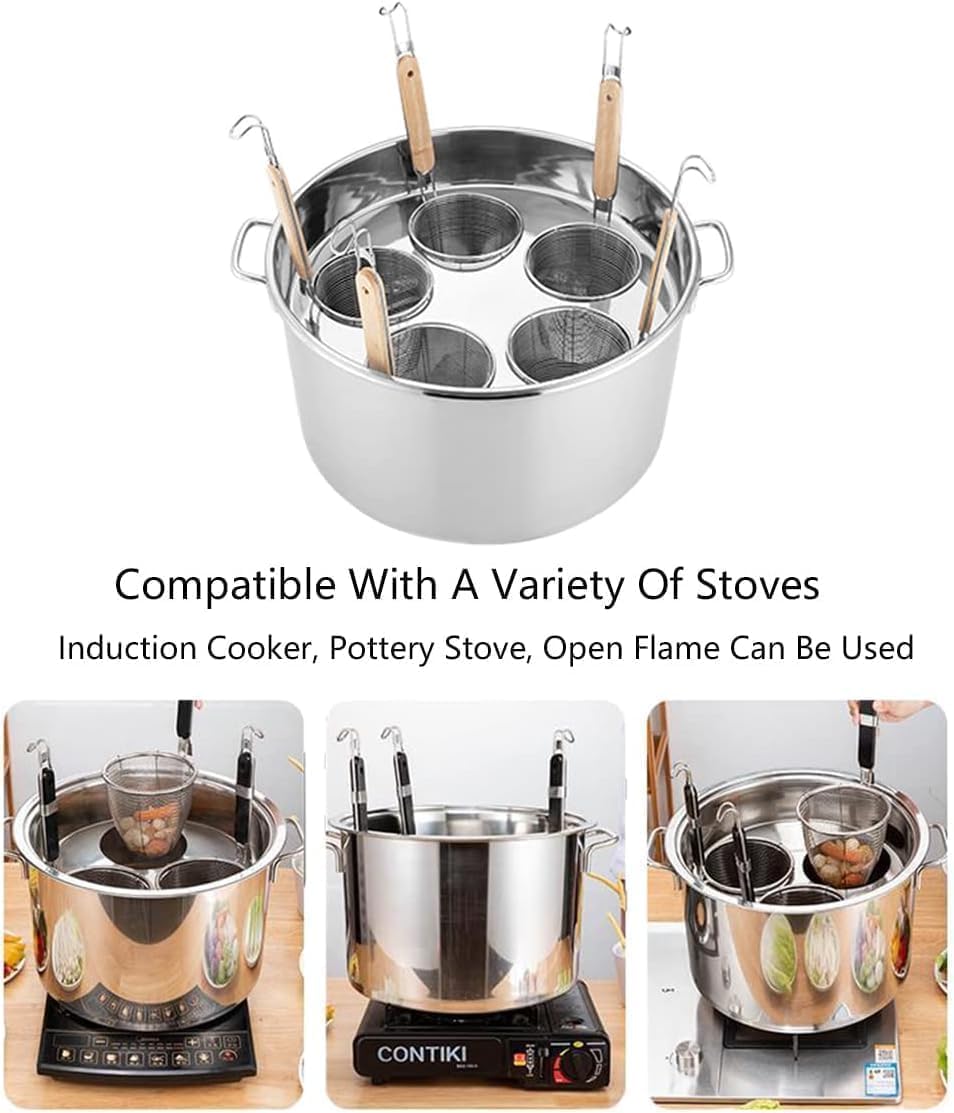 Durable Multi-Purpose Pasta Cooker with Strainer Basket for Home Kitchen