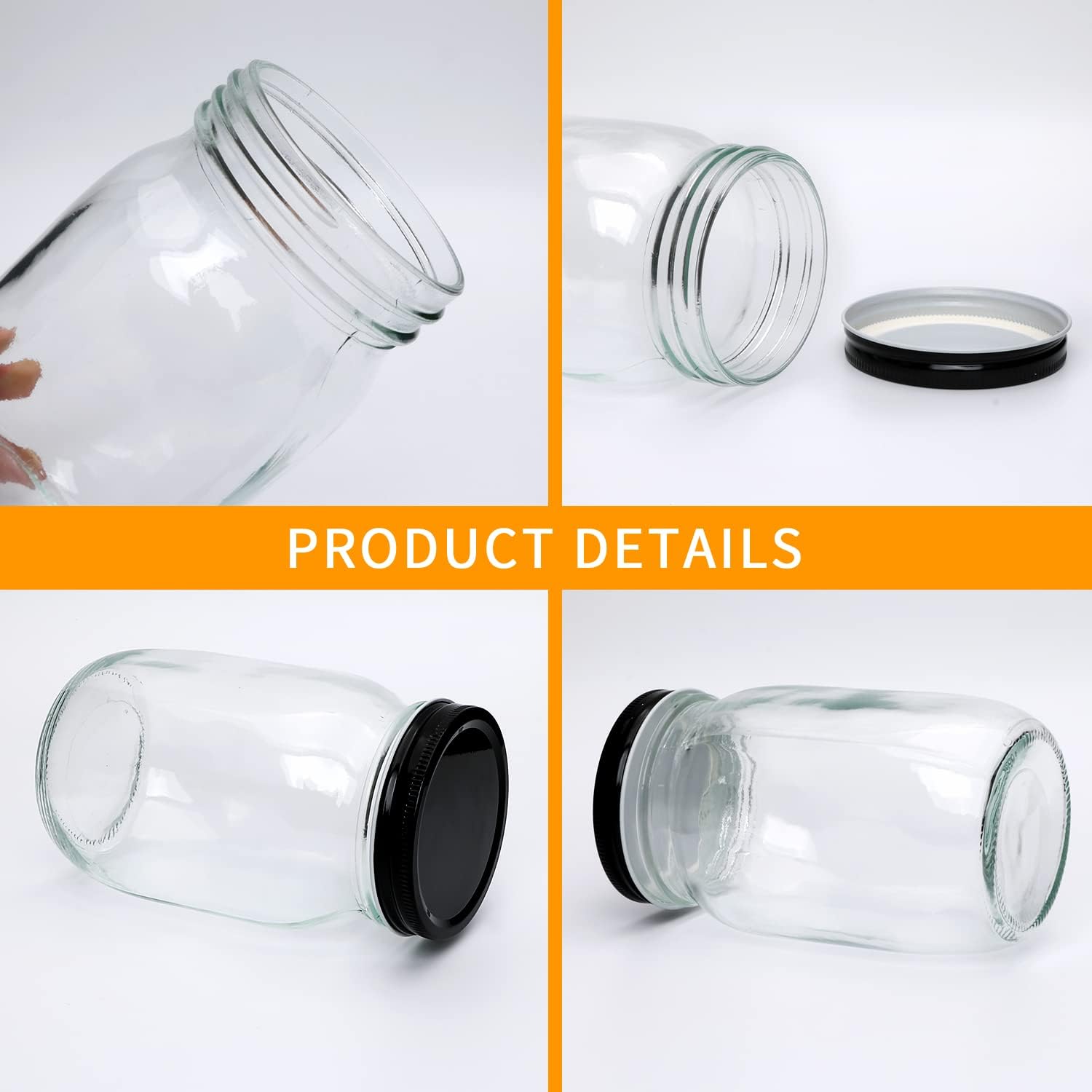 QAPPDA 32 OZ Glass Jars with Lids Set of 12