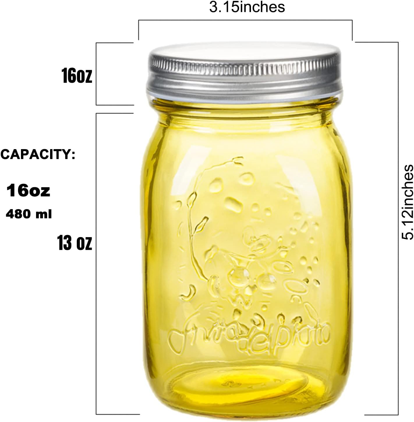 Amzcku 16 oz Colored Mason Jars with Lids
