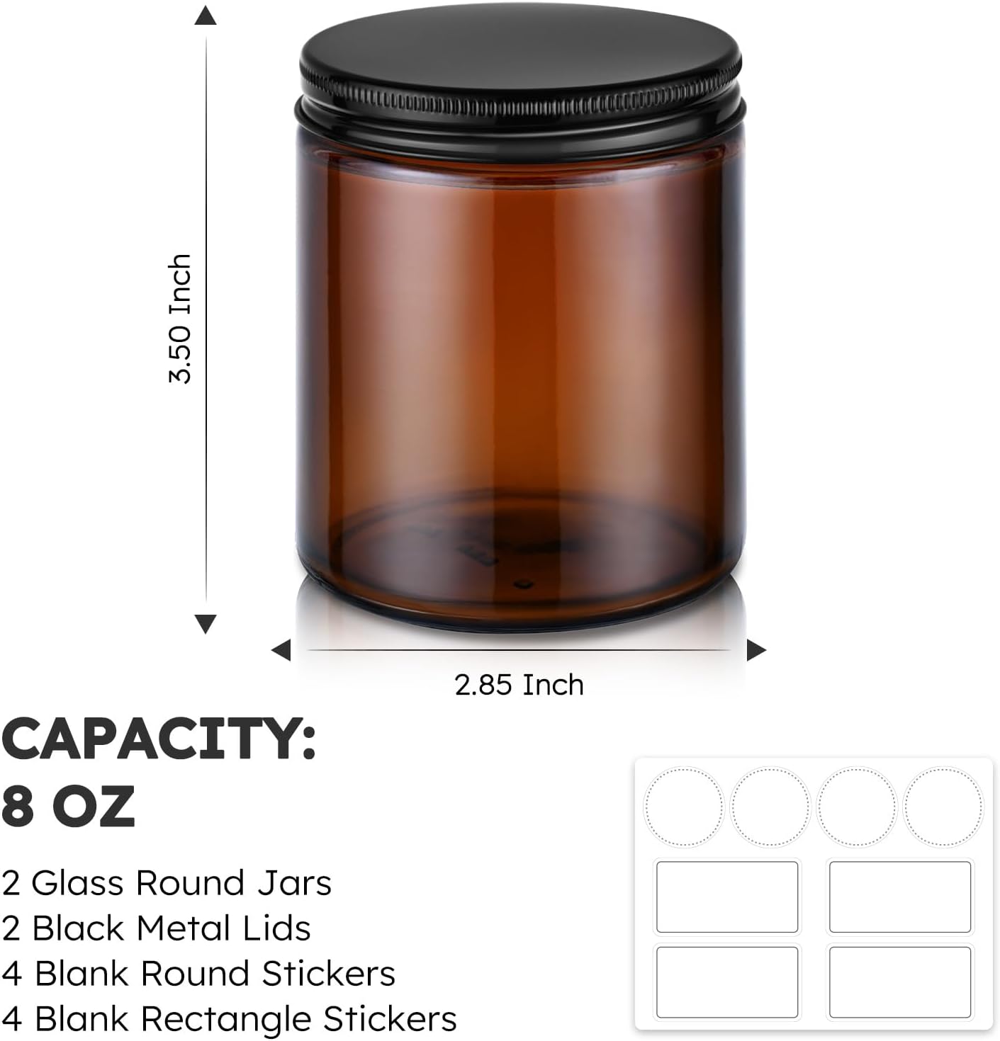 Sleek Durable 8oz Glass Candle Jars with Metal Lids for Samples