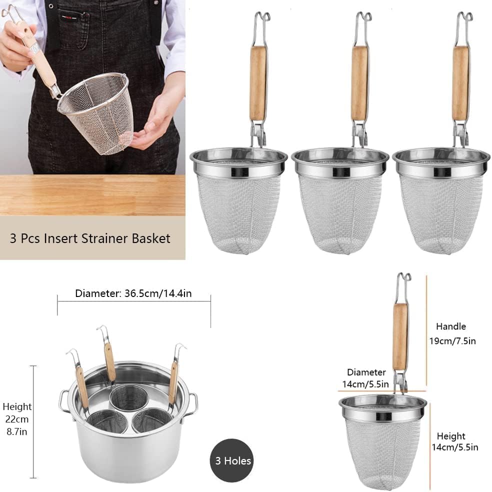 Stainless Steel Pasta Pot Set with Strainer Basket for Home and Kitchen