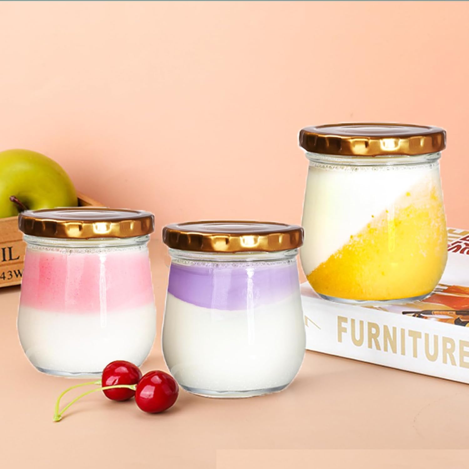40 Pack Clear Glass Mason Jars with Airtight Lids 6 Oz