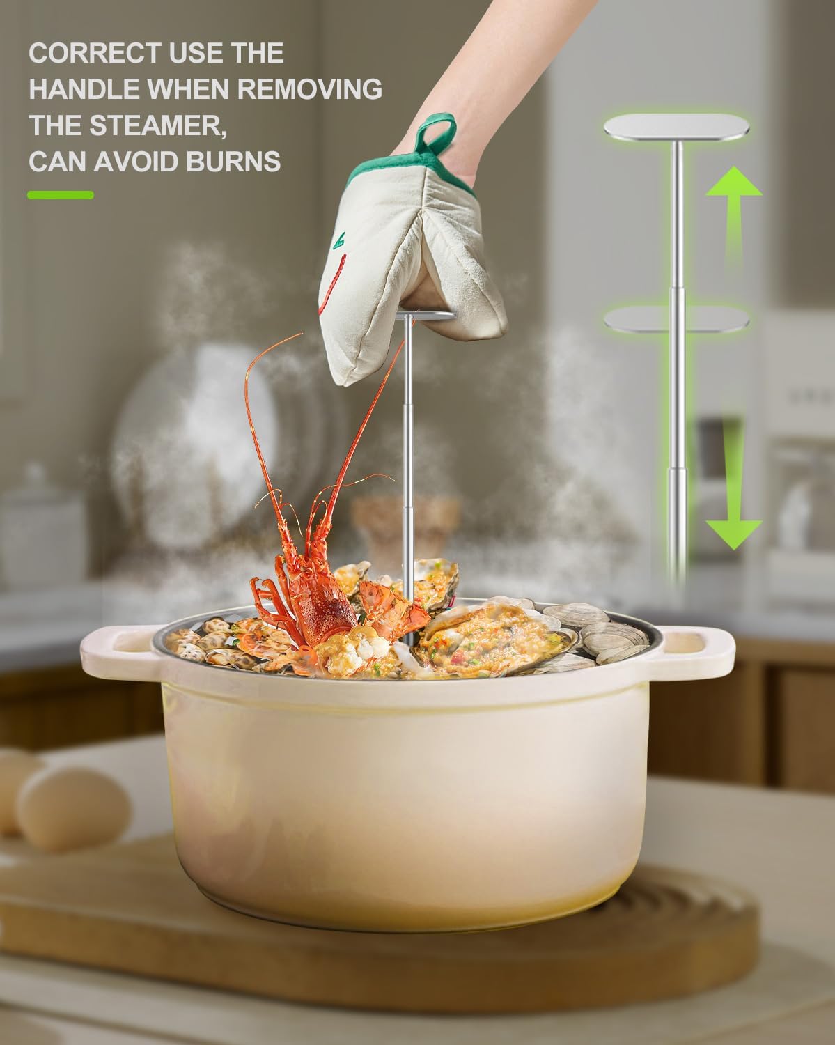 Double Layer Steamer Basket - Large Capacity 2-in-1 Stainless Steel Steamer Insert