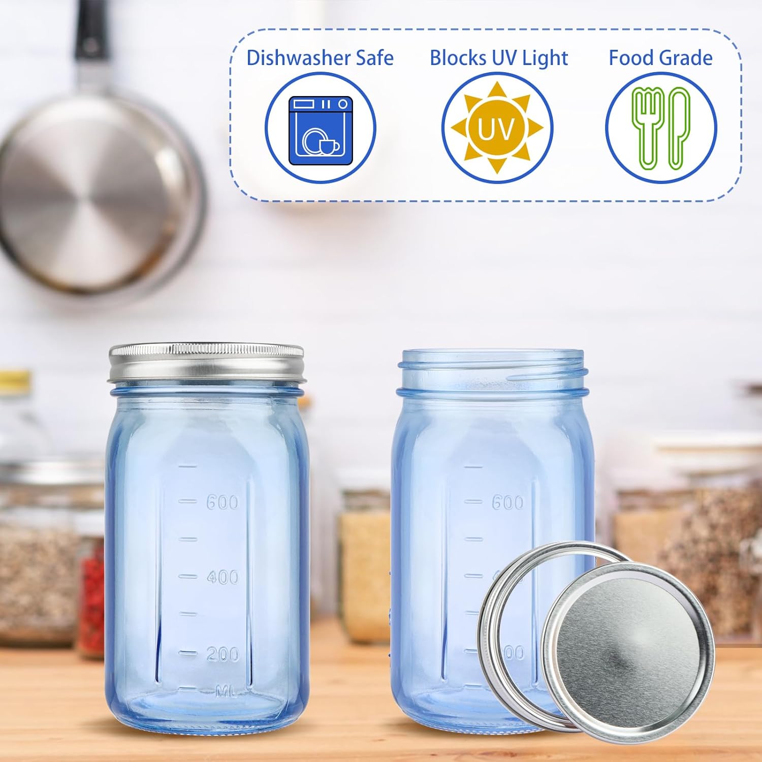 Sturdy 6-Pack Mason Jars for Fermenting Storing