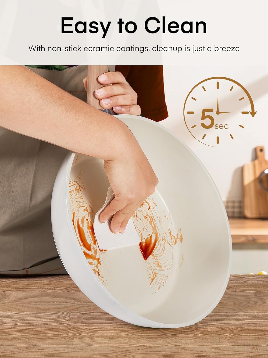 FOHERE 15-Piece Cookware Set Durable Kitchen Cooking Non-Stick Eco-Friendly