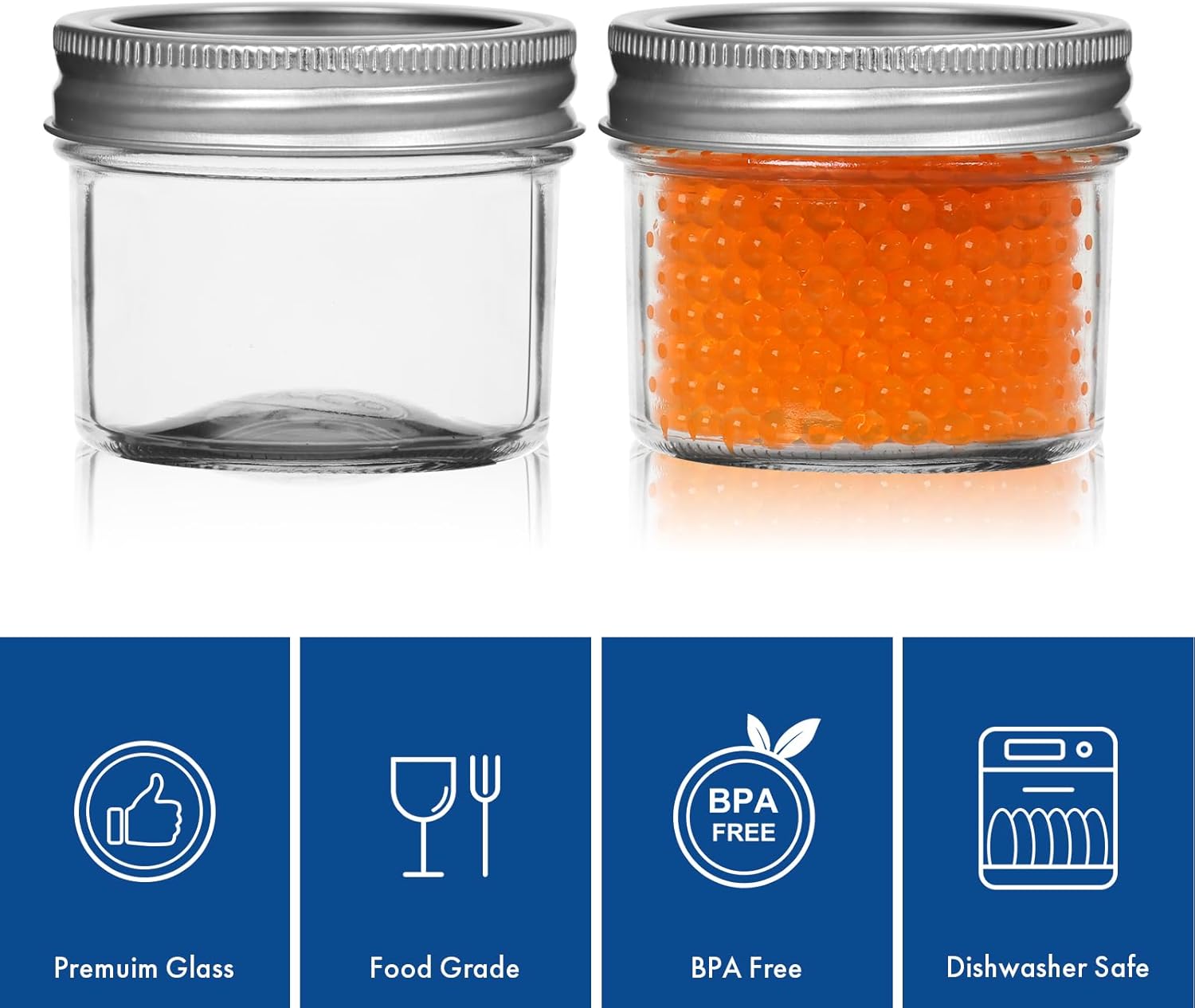 Haneye Small Mason Jars 8 Pack 4oz with Lids
