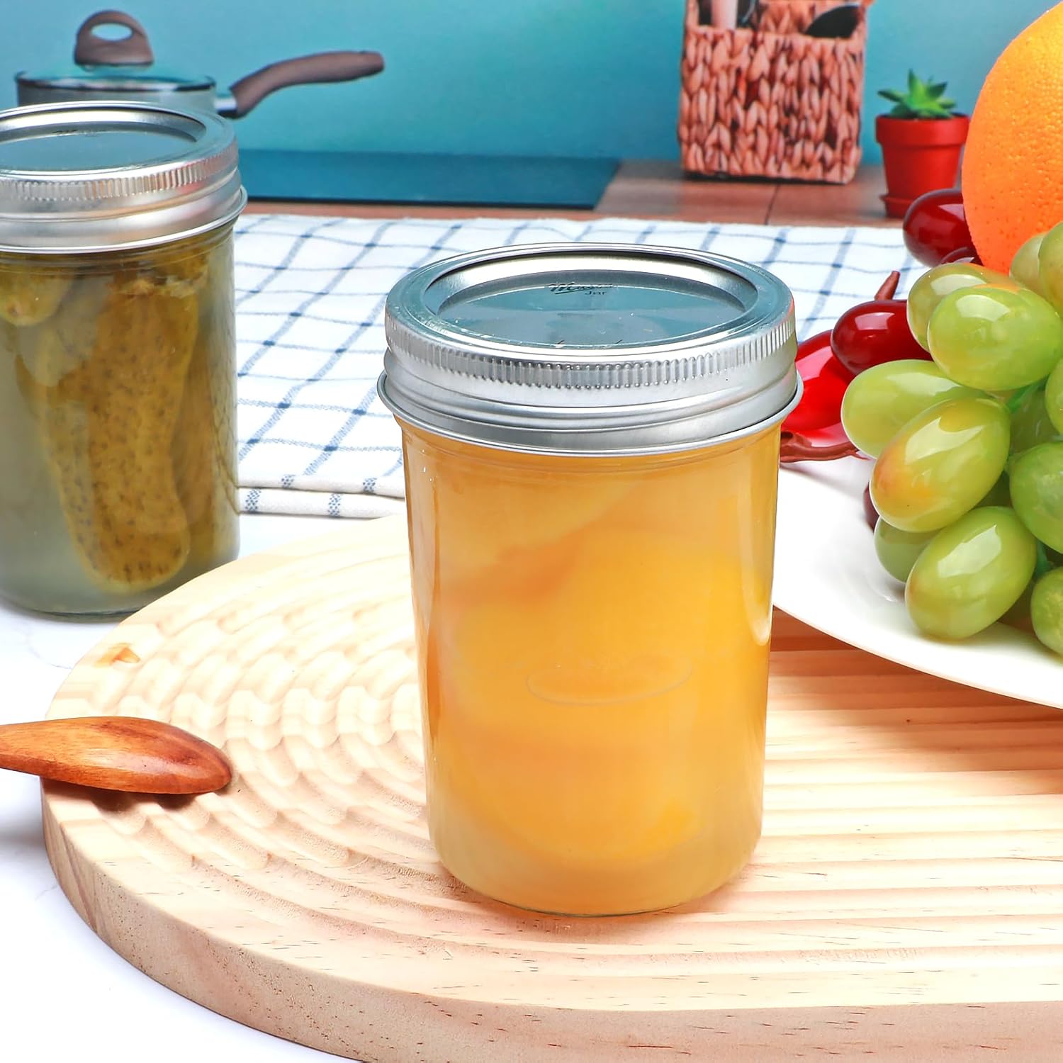 Woaiwoq 8 oz Mason Jars 30 Pack with Airtight Lids