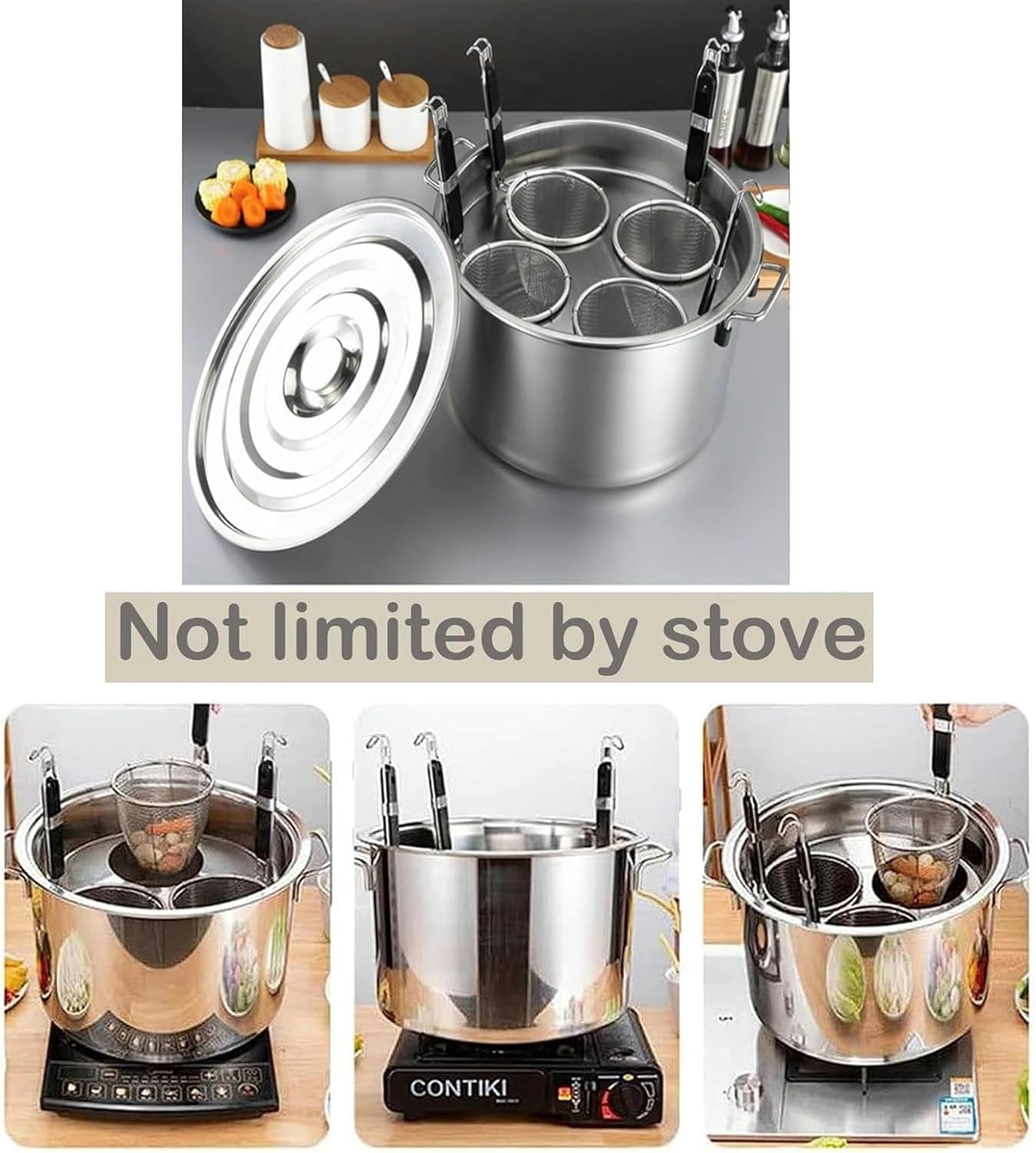 Stainless Steel 345 Holes Multipurpose Nonstick Pasta Strainer Set