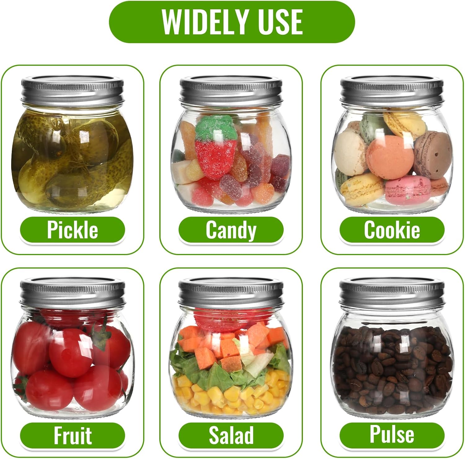EkkoVla 10 oz Mason Jar with Regular Lid 24 Pack
