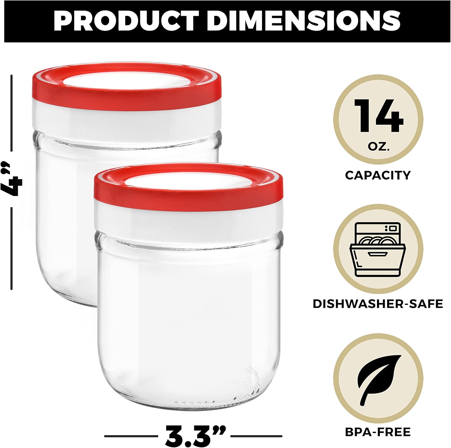 Tribello Airtight 14oz Mason Jars 4-Pack