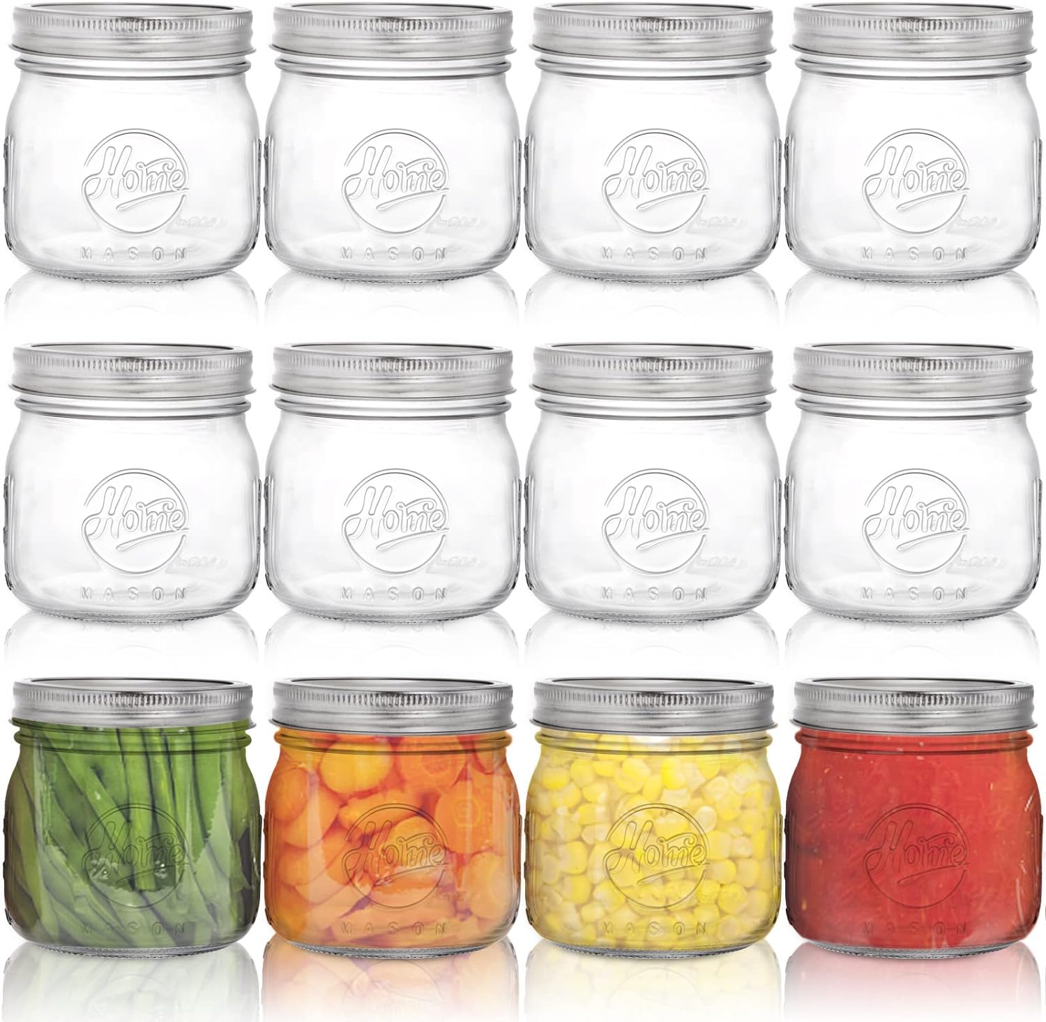 12-Piece Glass Mason Jars Set
