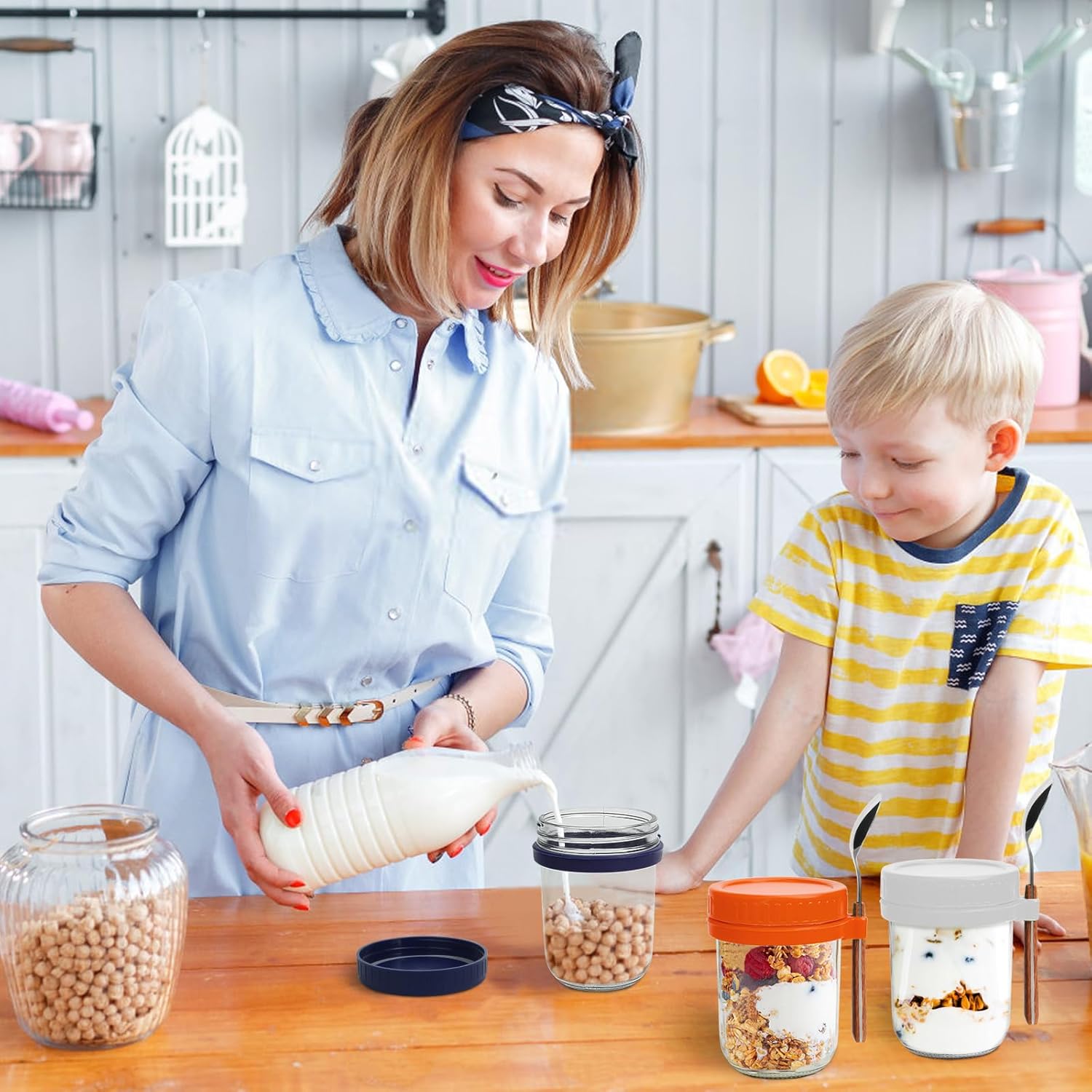 Yuleer 6 Pack Overnight Oats Containers with Lids and Spoons