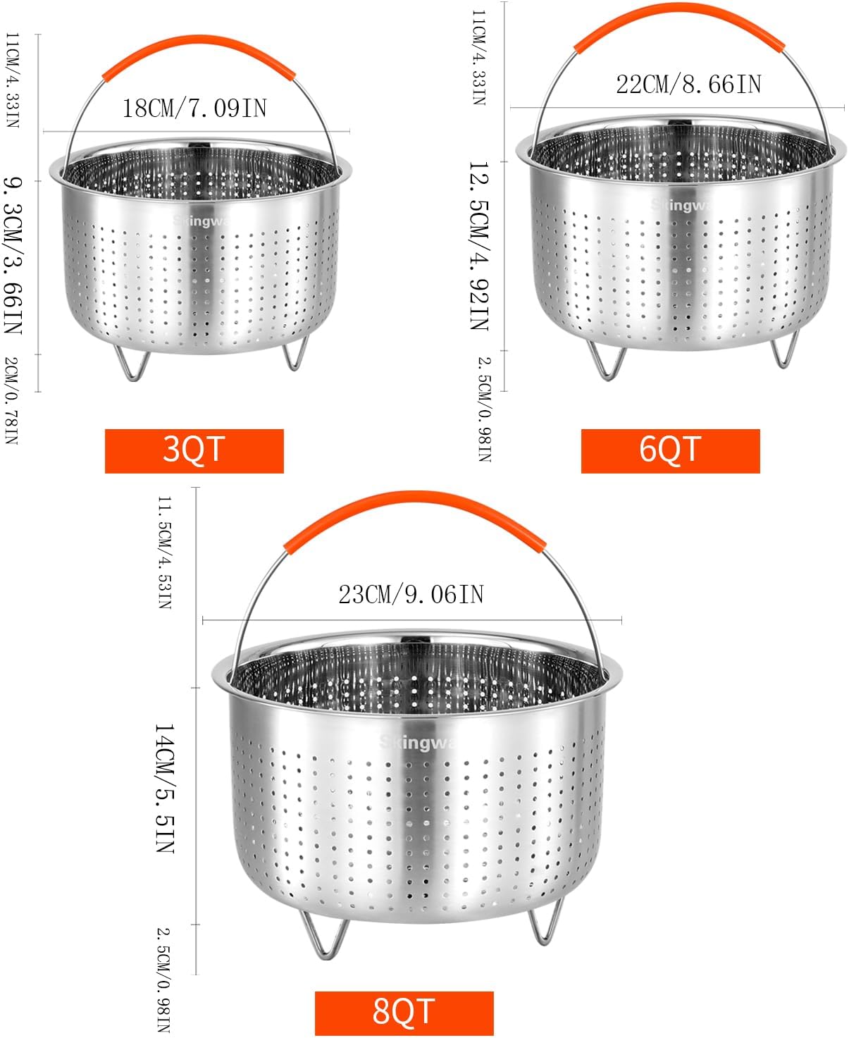 Skingwa 3Qt Stainless Steel Steamer Basket for Instant Pot