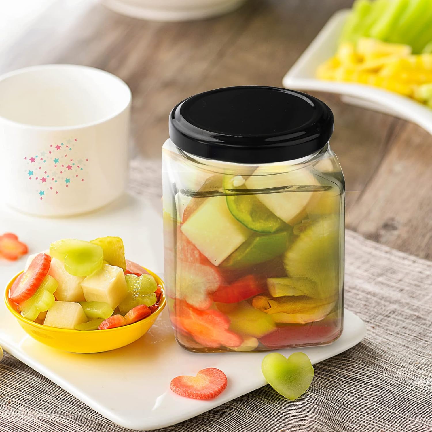 Premium 15-Piece Square Glass Jars for Jam Spices and Crafts