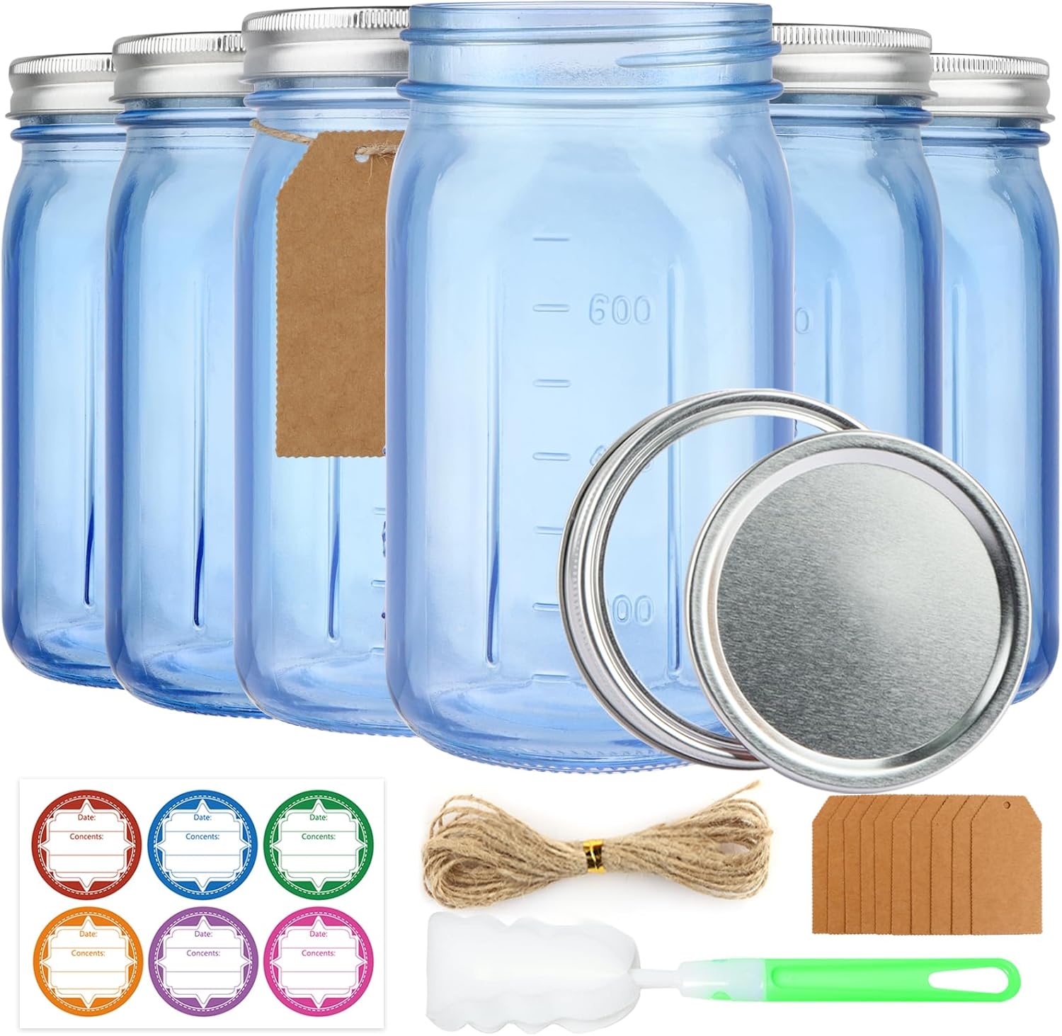 Sturdy 6-Pack Mason Jars for Fermenting Storing