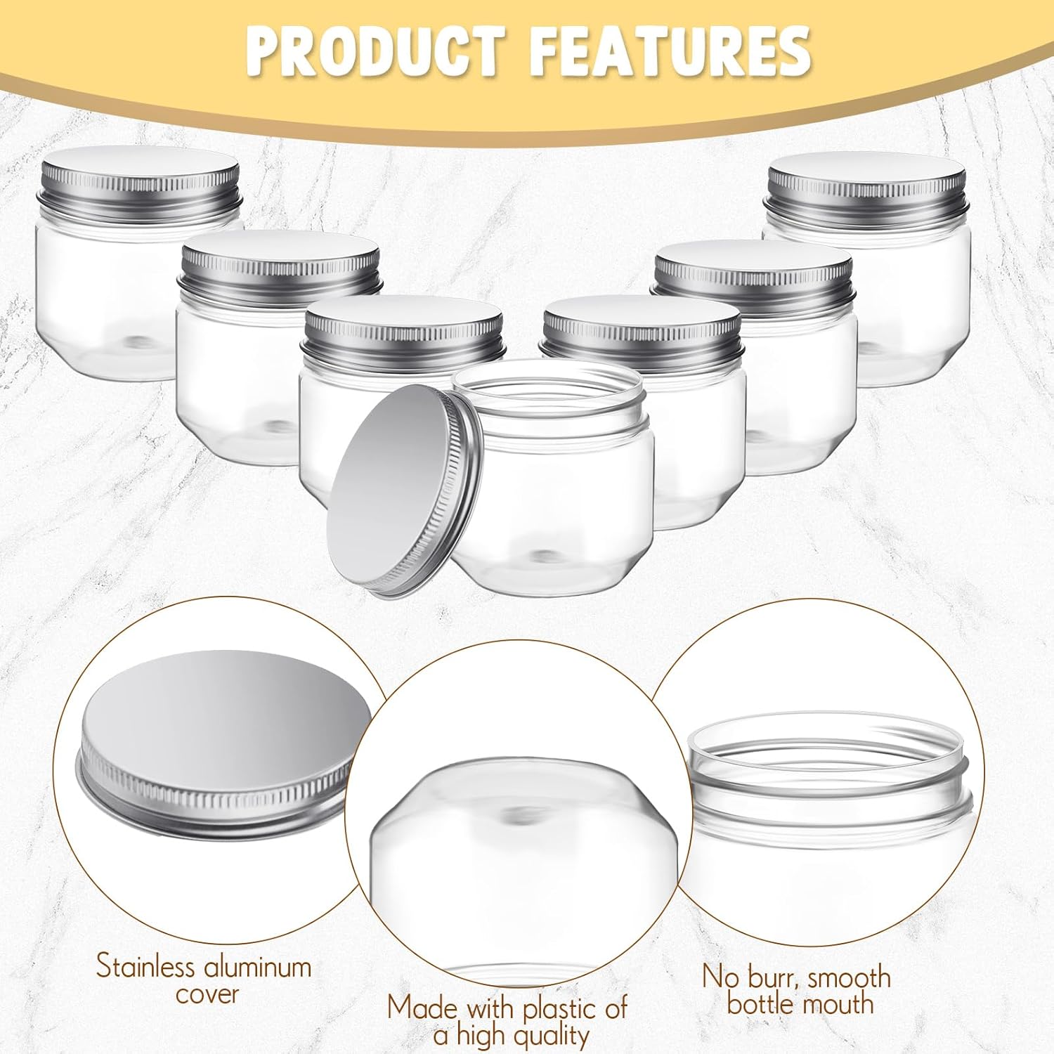 60pcs 3oz Clear Plastic Mason Jars with Lids