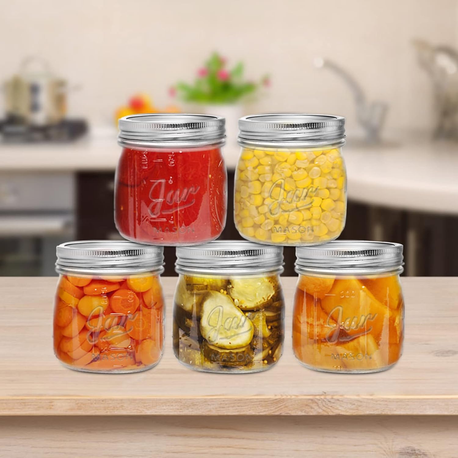 Stylish 12-Pack Mason Jars for Jam Preserves Durable Perfect Gift