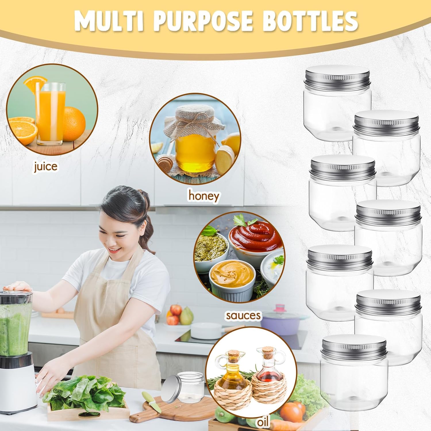 60pcs 3oz Clear Plastic Mason Jars with Lids