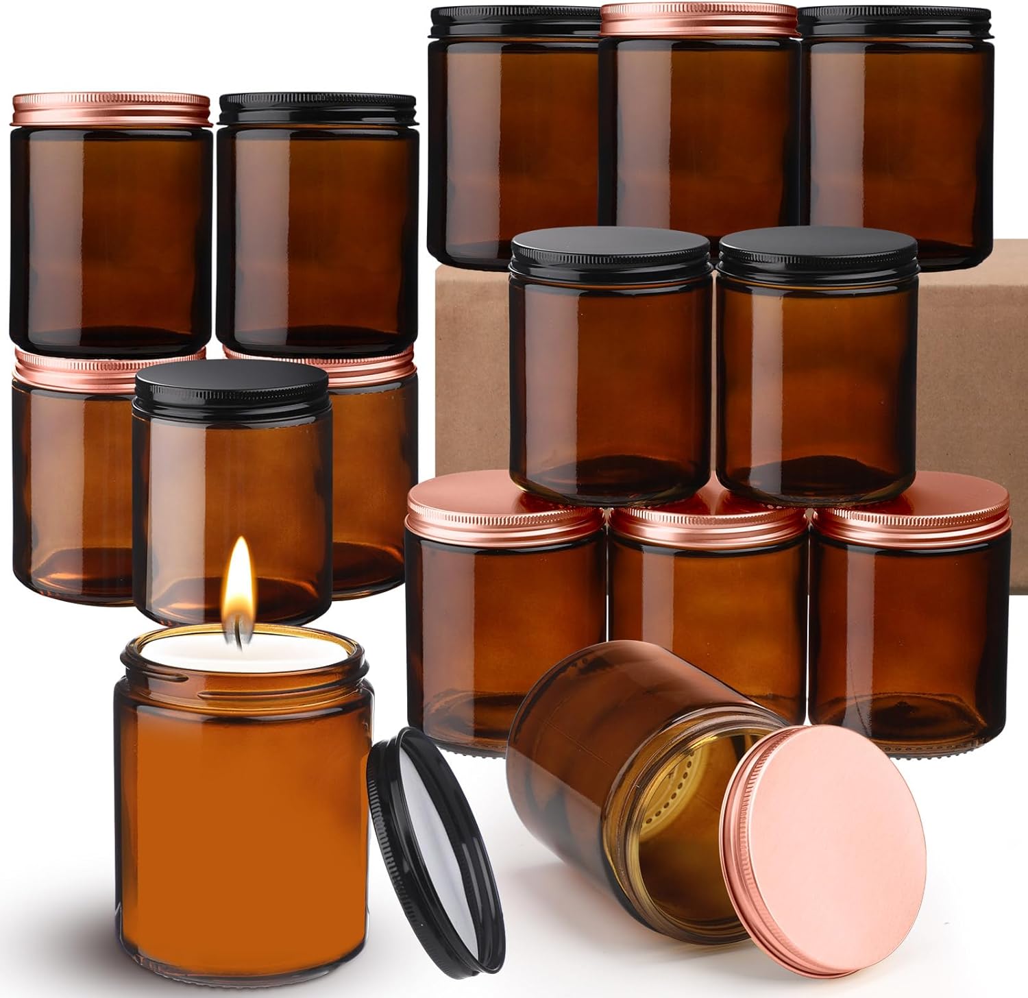 12-Piece Glass Jars for Making Candles