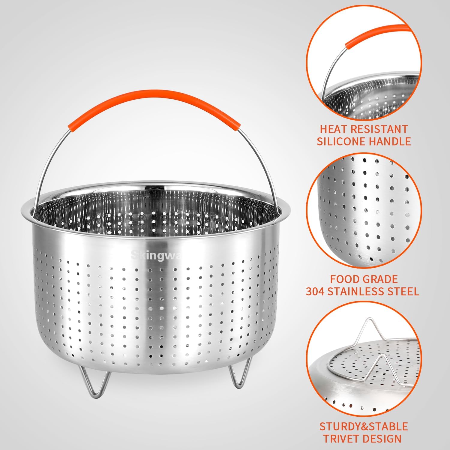 Skingwa 3Qt Stainless Steel Steamer Basket for Instant Pot