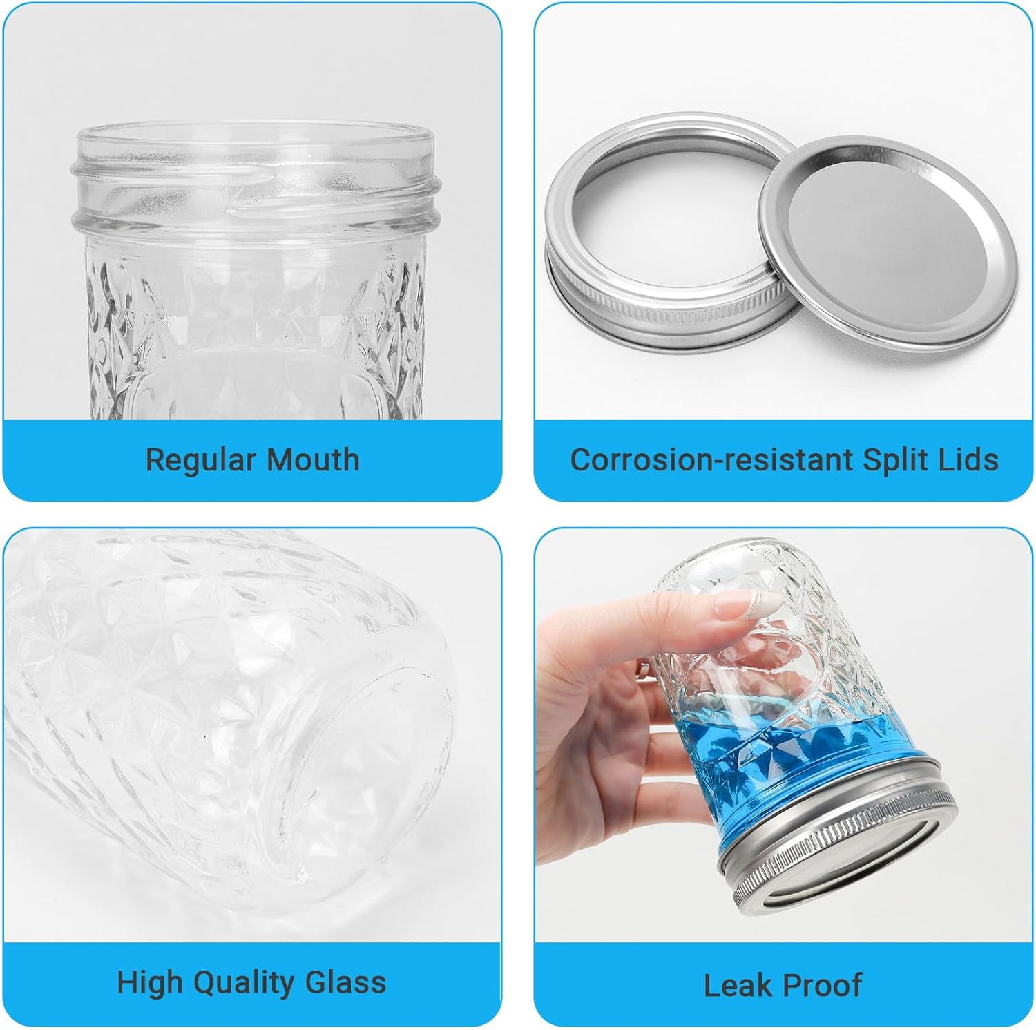 DHSBTLS - 15-Piece Glass Mason Jars Set for Airtight Preserving